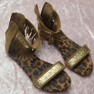 Leopard gold sandals